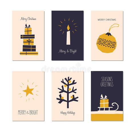 Set Of Decorative Christmas Cards With Front And Back Side Stock Vector