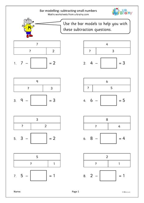 Bar Modelling Subtracting Small Numbers Subtraction In Year 1 Age 5