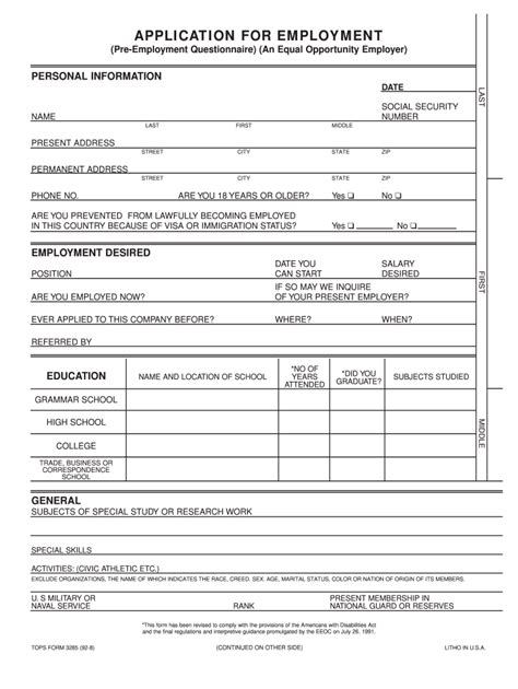 application form employment fill out and sign online dochub