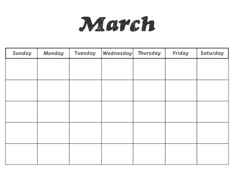 Blank March Calendar Printable Printable World Holiday