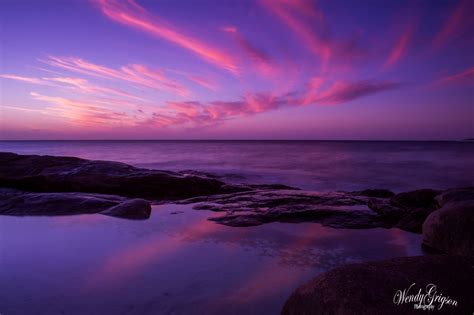 Wallpaper Sunset Sea Rock Shore Reflection Sky Clouds Beach