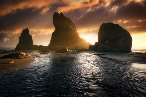 Beautiful Sea Stacks At Ruby Beach Olympic National Park Oc