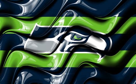 Download Wallpapers Seattle Seahawks Flag 4k Blue And Green 3d Waves