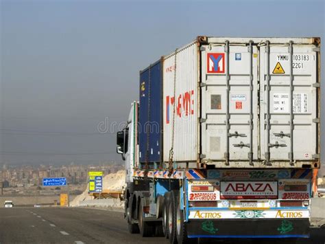 Giza Egypt January 26 2023 Flatbed Truck Big Vehicle With A Steel