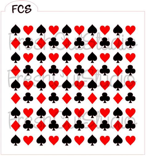 Playing Card Suits 2 Part Background Stencil Cookie Stencil Etsy