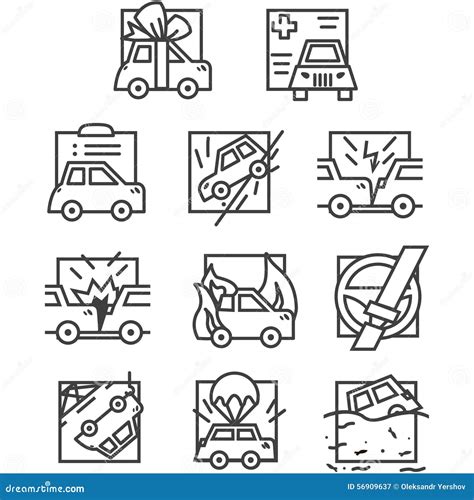 Simple Line Icons For Car Insurance Stock Illustration Illustration