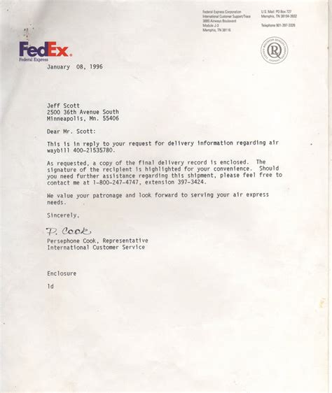 Sample Letter Via Fedex Sample Business Letter