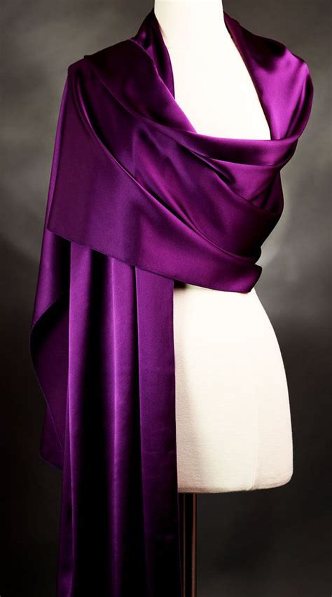 Purple Silk Scarf Charmeuse Extra Long Narrow Luxury Scarf Etsy Purple Silk Scarf Purple