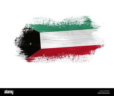 Brush Painted Flag Of Kuwait Isolated On White Background Stock Photo
