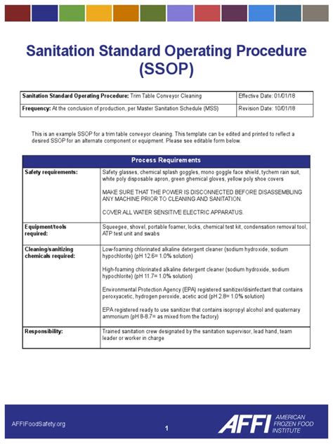 Ssop Sanitation Standard Operating Procedure Pdf Personal