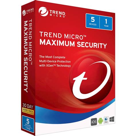 Trend Micro Maximum Security 5 Devices 1 Year Subscription Android
