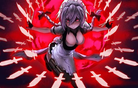 Wallpaper Red Girl Game Anime Beautiful Red Eyes Pretty Cap Assassin Asian Touhou