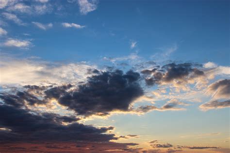 Free Stock Photo Of Scattered Shadowed Clouds In Sky During Sunset