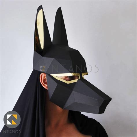 Anubis Mask Easy To Make Egyptian Mask Make A Low Poly Etsy Anubis Mask Egyptian Mask Anubis