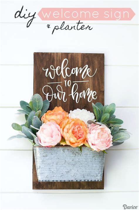 Diy Welcome To Our Home Sign With Metal Planter Darice In 2020 Door