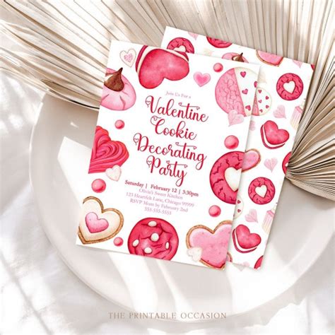 Editable Valentines Cookie Decorating Party Invitation Valentines Day