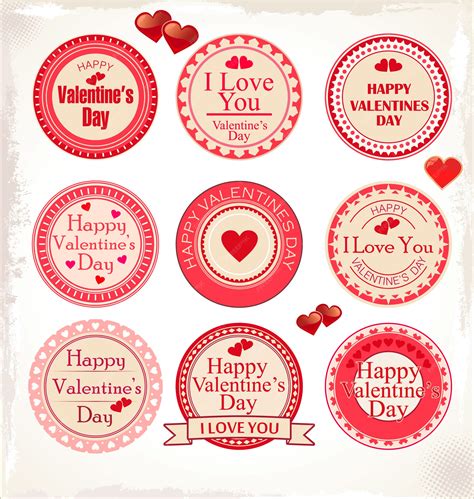 Etiquetas De Feliz Día De San Valentín Vector Premium