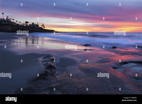 Scenic Pacific Ocean Waves Winter Sunset Landscape Vibrant Sky Colors