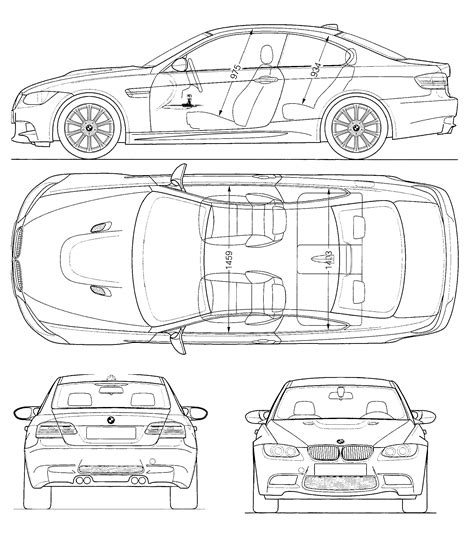 Bmw M3 E46 Blueprints Vector Drawing Bmw E46 Coupe Blueprint Photo