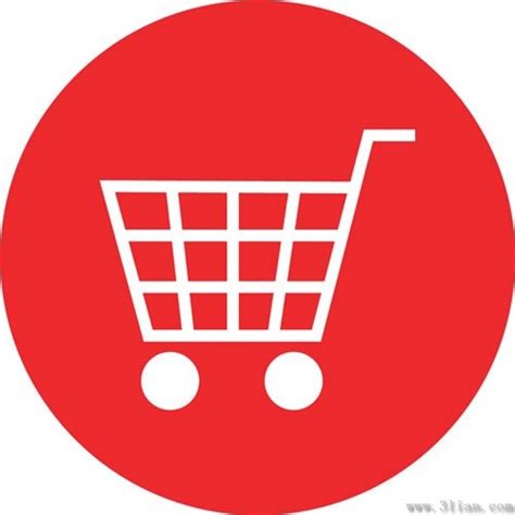 Shopping Cart Icon Vector Red Background Vectors Graphic Art Designs In