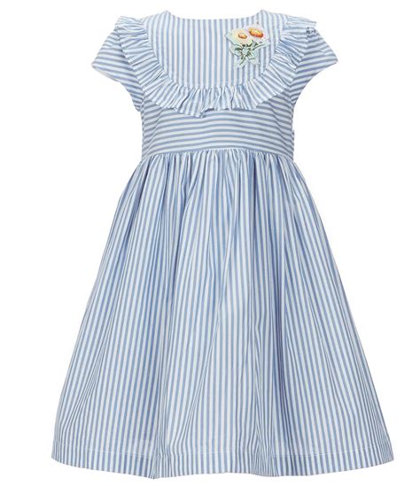 Laura Ashley Little Girls 2t 6x Ruffle Trimstriped Fit And Flare Dress