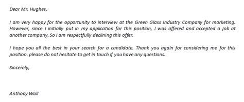 Decline Interview Letter And The Example Template Business Psd Excel