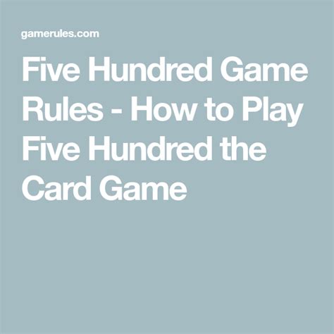 Five Hundred Game Rules How To Play Five Hundred The Card Game