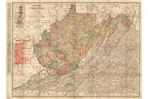 Map Of West Virginia Incl Railroads Beautiful Antique Cartography