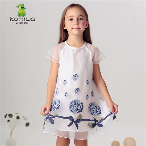 Kamiwa 2018 Summer Style Organza Embroidery Floral Princess Party Teen Girls Dresses Brand Short