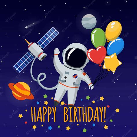 Free Vector Cute Astronaut In Outer Space Congratulation Happy