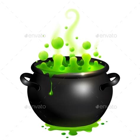 Black Vector Cauldron With Green Witches Potion By Artofsun