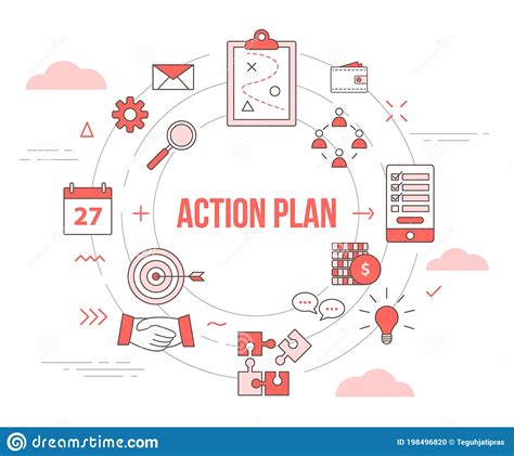 Business Action Plan With Icon Concept With Round Or Circle Shape