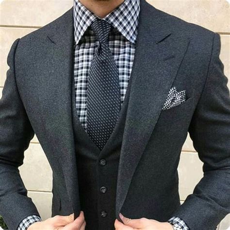 2019 Latest Coat Pant Designs Dark Grey Tweed Suit Men