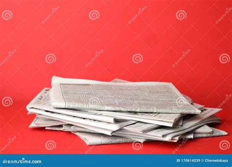 Stack Of Newspapers On Background Journalist S Work Stock Image