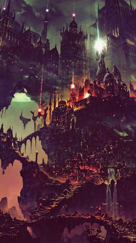 Fantasy Flying City Dark Art 720x1280 Wallpaper Dark Fantasy Art