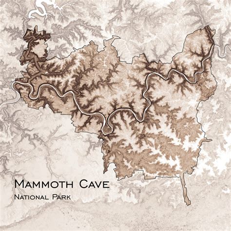 Mammoth Cave Topographic Map Art Print Kentucky Artwork Etsy