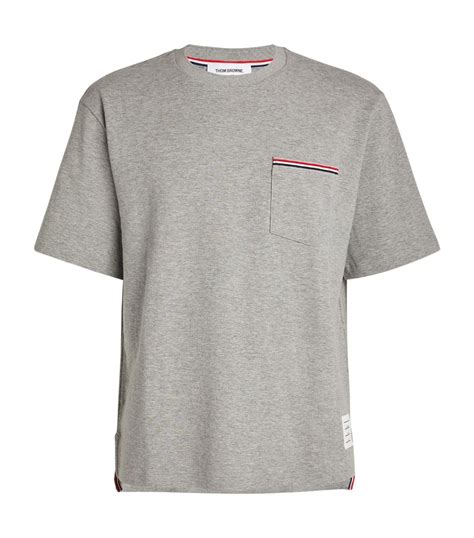 Thom Browne Grey Oversized Tricolour Pocket T Shirt Harrods Uk