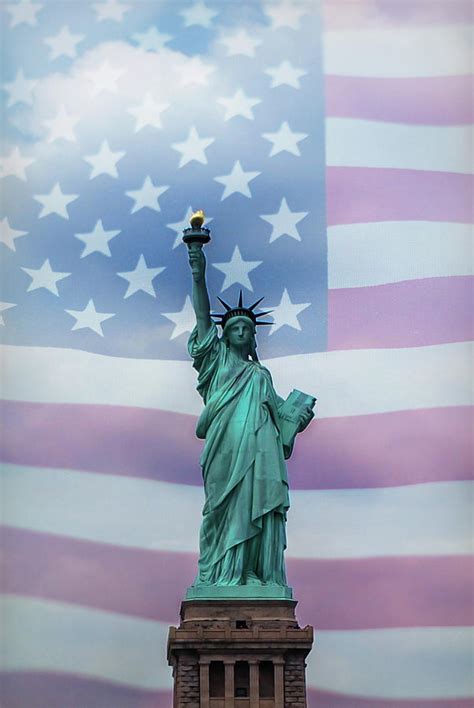 Statue Of Liberty American Flag Photograph By Terry Deluco Pixels