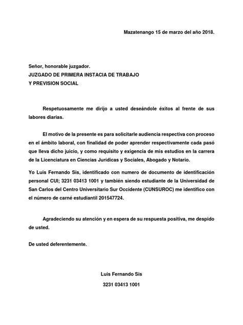 Carta Para Pedir Audiencia Pdf Información Del Gobierno Gobierno