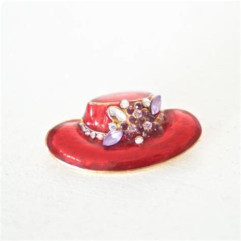 Red Hat Pin Vintage Enamel Pin Etsy Red Hats Hat Pins Red Hat Society