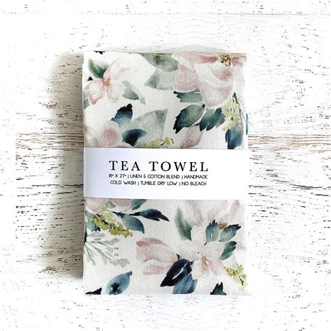 Magnolia Kitchen Towel Hand Towel Floral Tea Towel Etsy