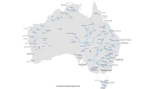 Printable Australia Rivers Map Map Of Australia Rivers