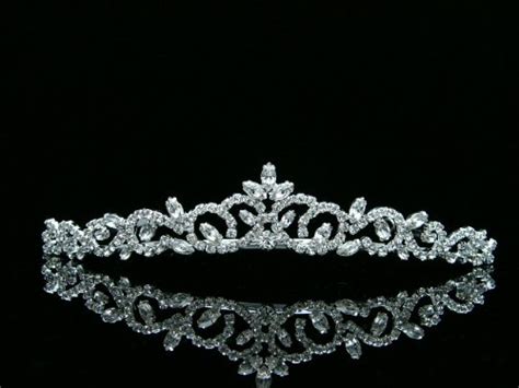 bridal princess rhinestones crystal flower wedding tiara crown silver plating t463 buy online