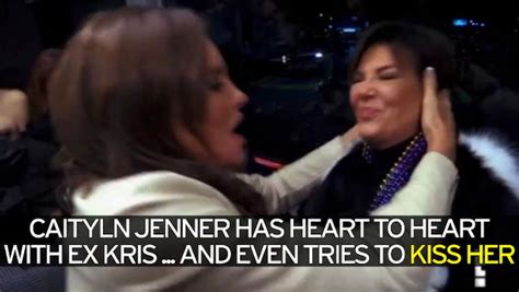 Watch Caitlyn Jenner Kiss Ex Kris On The Lips Despite Her Cringing At Sudden Affectionate Move