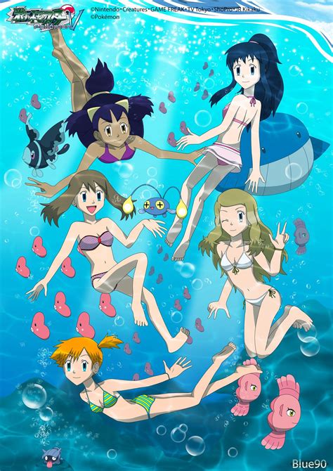 Pkmn V Girls Underwater Pokemon Rayquaza Pokemon Iris Pokemon Manga