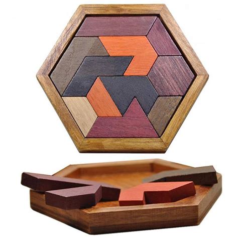 Forma Geométrica De Madeira Hexagonal Quebra cabeças Tabuleiro De Jogo De Xadrez Montessori
