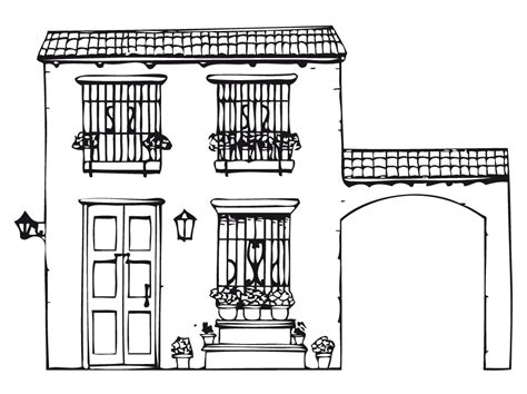 Resultado De Imagen Para Dibujo Fachadas Coloniales Dibujo De Casa Dibujos De Edificios Fachadas