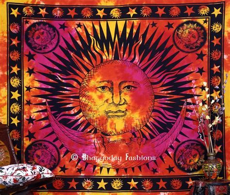 Colorful Sun And Moon Bohemian Tapestry Wall Hanging