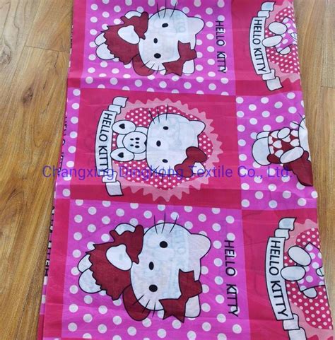 Kitty Cat And Mouse Cartoon Design Pigment Printing Woven Fabric