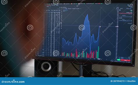 Closeup Back View Of Unrecognizable Male Trader Analyzes Real Time Stocks Exchange Market